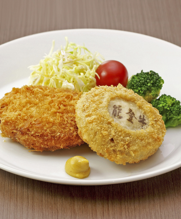 能登牛コロッケと能登豚メンチカツ定食 能登牛認定 レストラン 道の駅のとじま